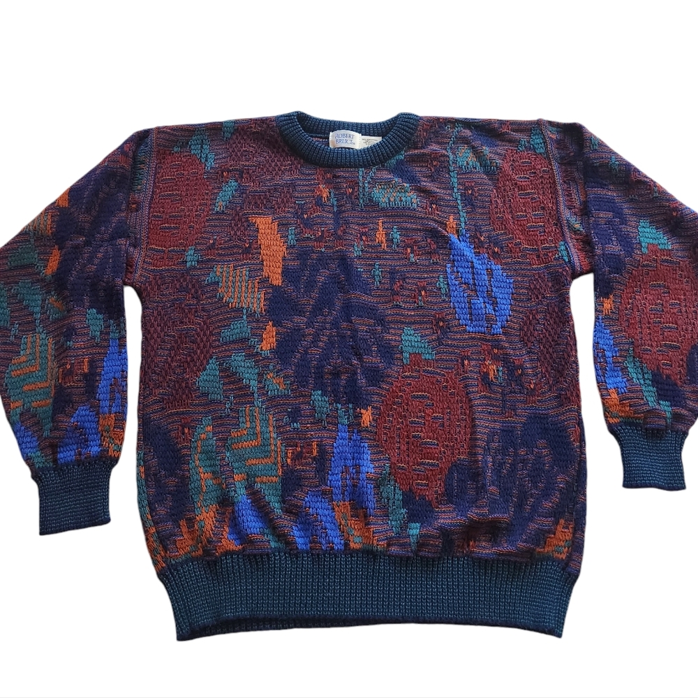 Vintage Robert Bruce Knit Grandpa  Colorful  Sweater Men’s 1X
